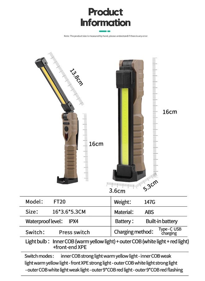 Rechargeable Flashlights, LED Work Lights with Magnetic Base and Hanging Hook, 180°Rotate, 5 Modes, Gifts for Car Repair, Grill, Camping, Emergency, Outdoor - pzsku/ZDA3D986F4F77E39568F1Z/45/_/1722488436/643ef18c-0803-4164-be89-6881890b69ef