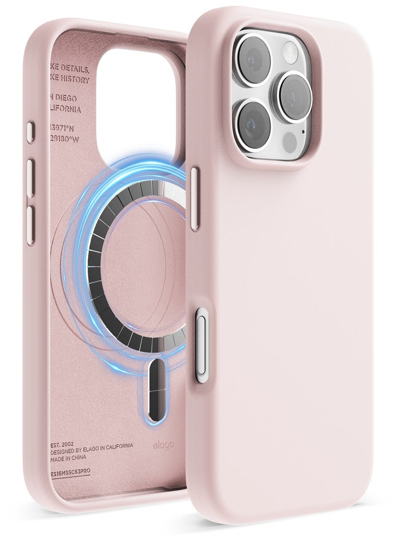 Elago Magnetic Liquid Silicone for iPhone 16 PRO Case Cover Compatible with MagSafe Shockproof - Lovely Pink - Image 1