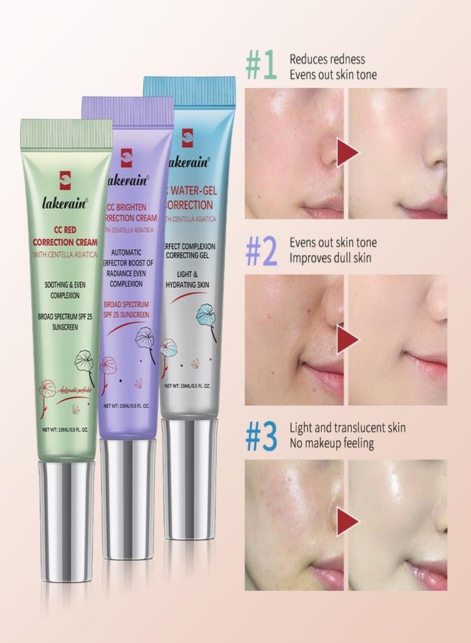 Pdtwq CC Cream Red Corrector with Centella,Redness Corrector for Face Blemishes,Red Skin,Acne Marks,Medium Coverage Color Correcting CC Cream,Lightweight and SPF Protection.(2pack - Image 3