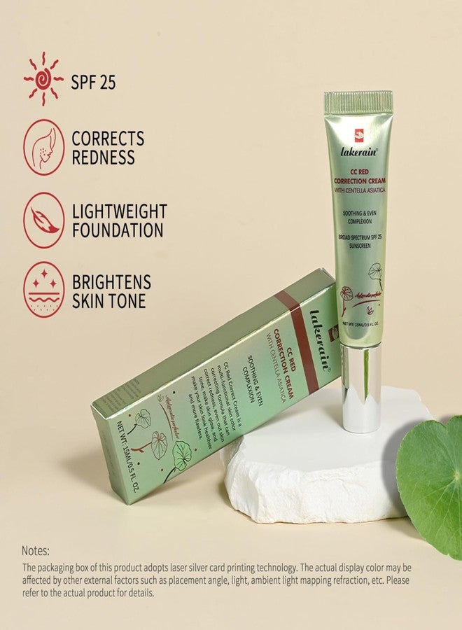 Pdtwq CC Cream Red Corrector with Centella,Redness Corrector for Face Blemishes,Red Skin,Acne Marks,Medium Coverage Color Correcting CC Cream,Lightweight and SPF Protection.(2pack - Image 2