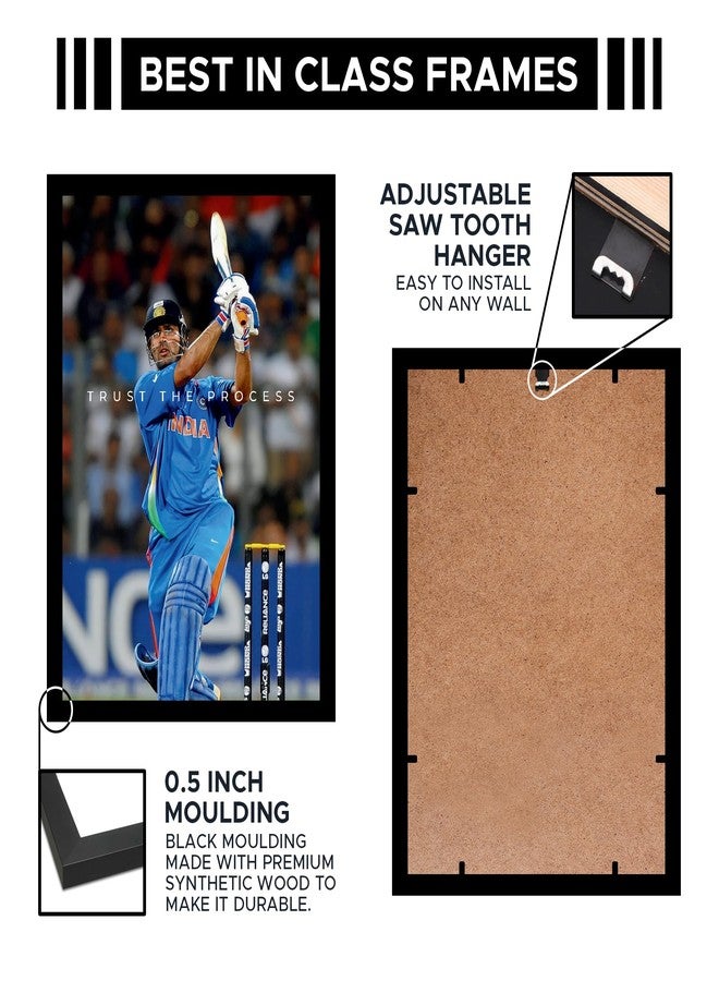 CodersParadise “Trust The Process” Cricket Legend Poster Frame | Premium A4 Motivational Wall Art for Bedroom, Office & Gaming Setup | Inspiring Sports Décor for Players, Fans & High-Achievers - Image 3