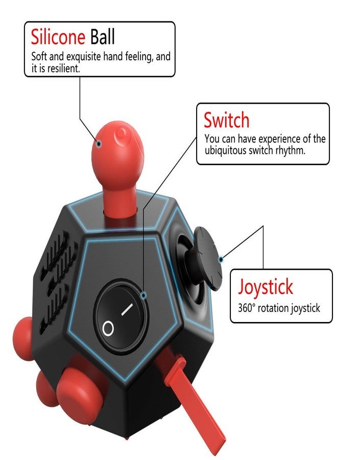 UOOEFUN 12 Sided Cube Toys,Fidget Toys Relief Stress and Anxiety Depression Anti for All Boys Girls with ADD, ADHD, OCD, Autism(Black/Red) - Image 4