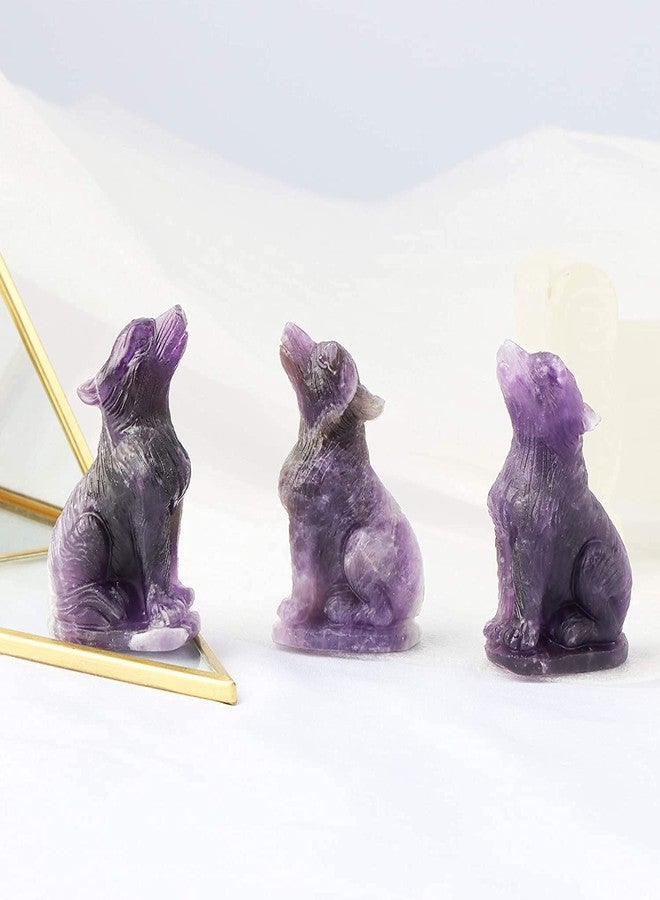 Artistone 2" Crystal Wolf Statue Carved Amethyst Wolf Decor Figurines Animal Carving Sculpture Healing Stone for Home Decoration Gifts - Image 4