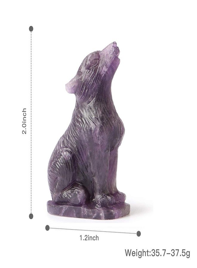 Artistone 2" Crystal Wolf Statue Carved Amethyst Wolf Decor Figurines Animal Carving Sculpture Healing Stone for Home Decoration Gifts - Image 2