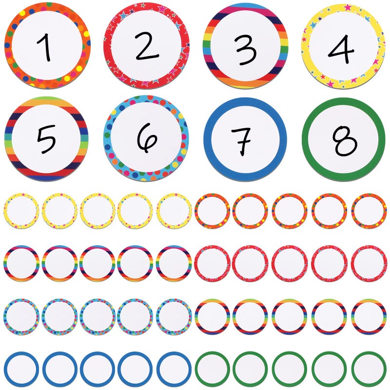 Tudomro 48 Pcs Reusable Magnetic Labels 2 Inch Water Wipe Number Magnets Name Tags Plates Colorful Round Whiteboard Labels Blank Mini Board for Classroom Office Notes Lists Organizing - Image 2