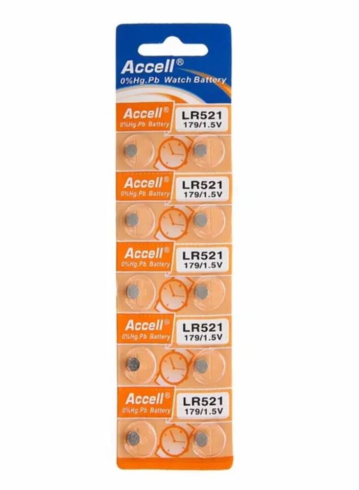 10-Pieces Accell AG0 LR521 (179) Alkaline 1.5V Batteries