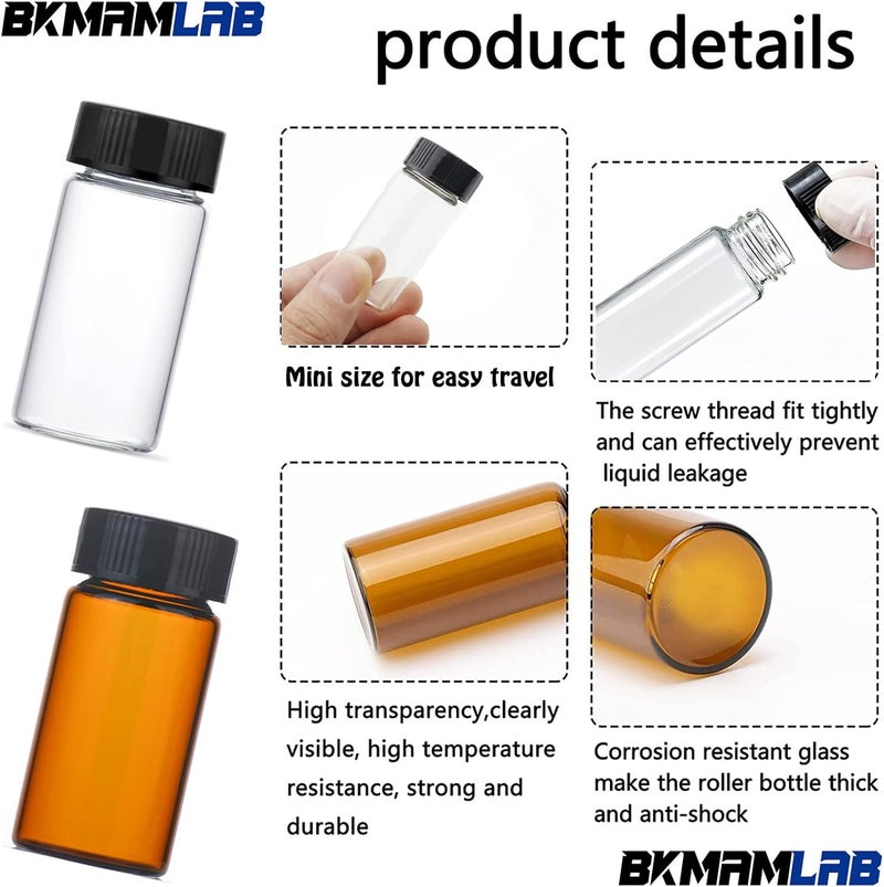 BKMAMLAB 10ml Amber Small Glass Vials 50pcs with Screw Caps(50pcs) - Image 5