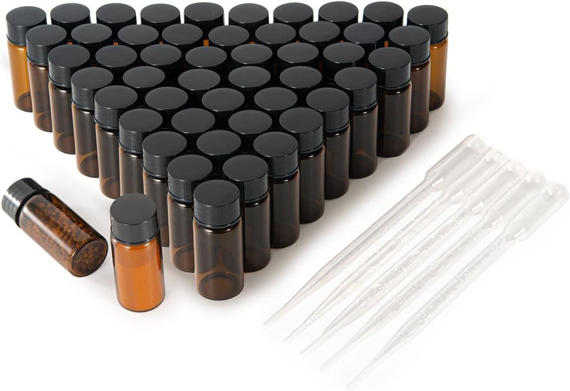 BKMAMLAB 10ml Amber Small Glass Vials 50pcs with Screw Caps(50pcs) - Image 1