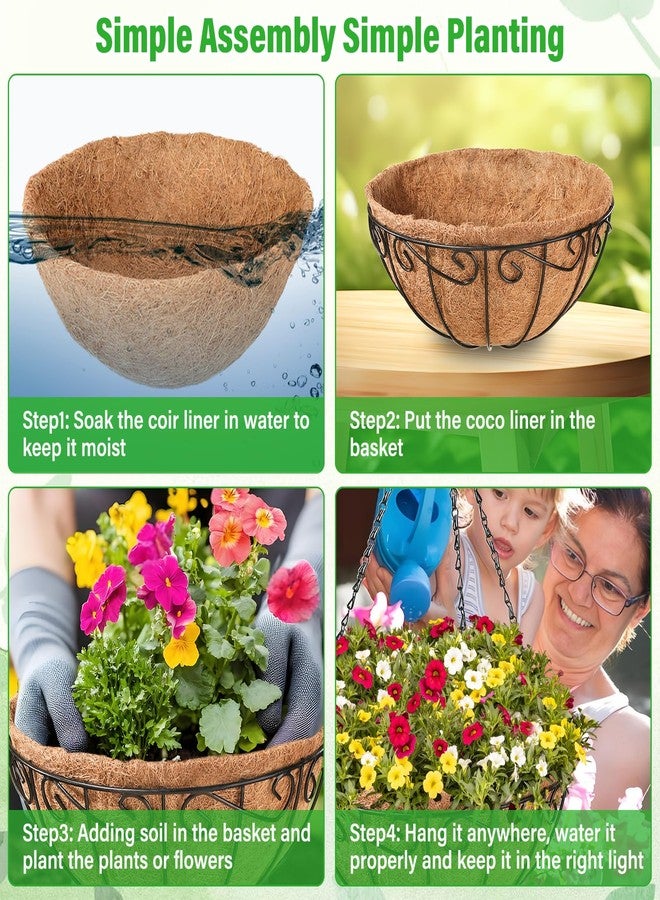 Legigo 2 Pack 12 Inch Metal Hanging Baskets for Plants Outdoor- Round Wire Hanging Planters Basket with Coconut Coir Liner, Hanging Flower Pot for Outdoor Plants Flowers Garden Decorations - Image 5