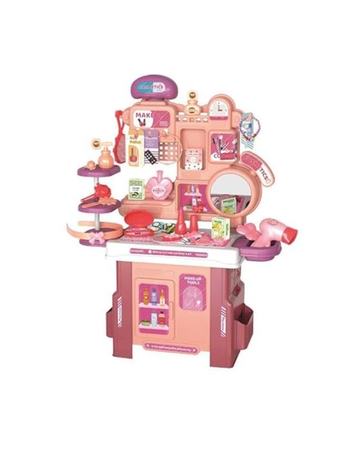 42-Piece Kids Vanity Table Set | Pretend Play Makeup & Fashion Salon Toy | Beauty Dressing Table with Accessories for Girls - Image 1