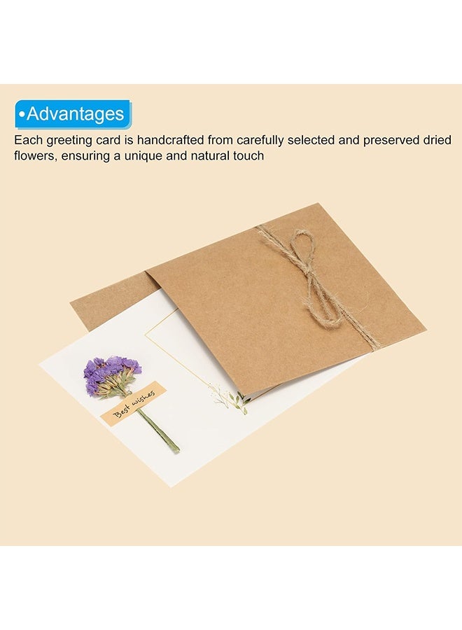 8 Pack 7"x5" Dried Flowers Greeting Cards, Babysbreath Handmade Blank Note Card Flower Invitation Card with Envelopes Vintage Thank You Card for Birthday Party - Image 4