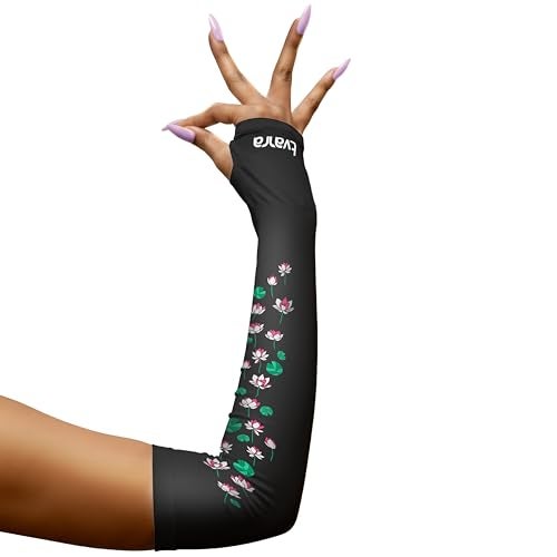 TVARRA Anti-Tan Fingerless Arm Sleeves for Women|UV Protection Hand Cover Sleeves for Bike Riding, Running & Outdoor Use,Dust & Summer Protection Arm Sleeves (1, Black) - Image 1