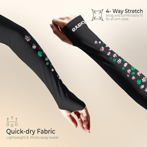 TVARRA Anti-Tan Fingerless Arm Sleeves for Women|UV Protection Hand Cover Sleeves for Bike Riding, Running & Outdoor Use,Dust & Summer Protection Arm Sleeves (1, Black) - Image 3