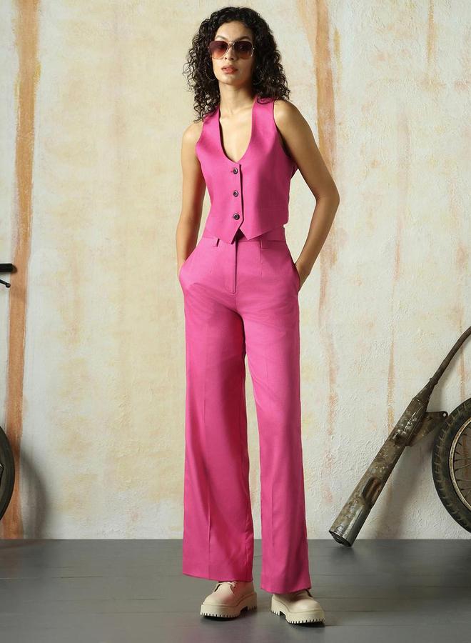 HIGH STAR Scoop Neck Button Details Sleeveless Waistcoat - Image 5