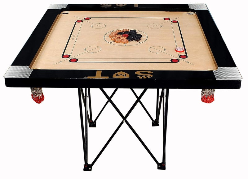 SMT Superior Matte Finish Practice Carrom Board for Serious Professional Practice with Coins Striker and Powder New (36 INCH Carrom Board, Beige) - Image 2