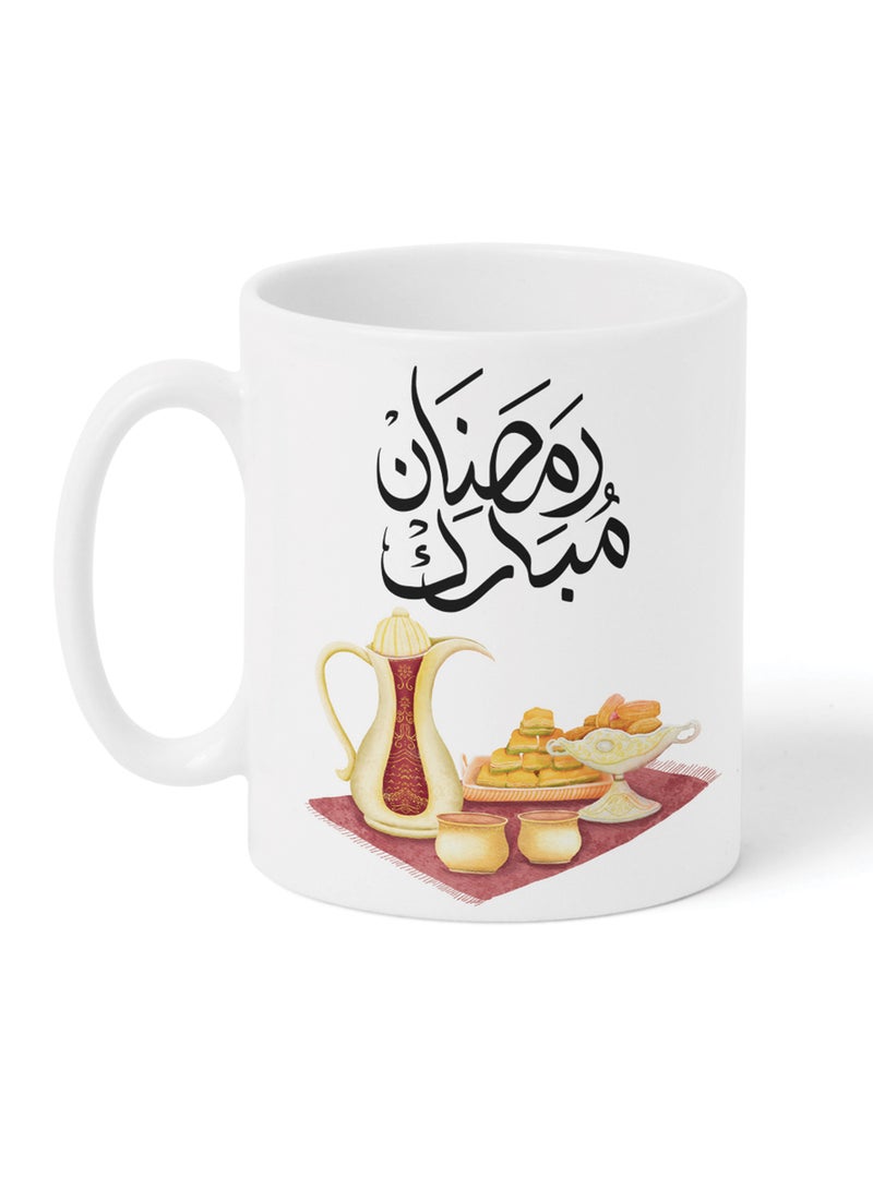لوحة كوب ١١ أونصة من السيراميك بتصميم رمضان مبارك مع قهوة عربية - Image 4
