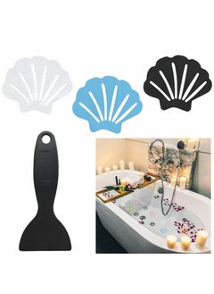 Excefore Non-Slip Bath Stickers, Shell Style Self Adhesive Tub Shower Stickers Gravel Texture, Safety Bathroom Tubs Stickers  with Scraper for Bathroom, Pools, Boats, Stairs (18 Pack)