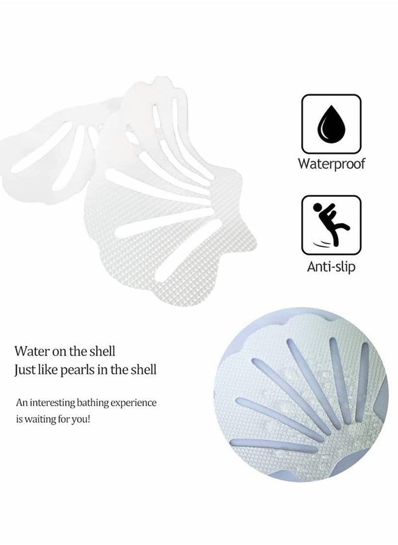 Excefore - Excefore Non-Slip Bath Stickers, Shell Style Self Adhesive Tub Shower Stickers Gravel Texture, Safety Bathroom Tubs Stickers  with Scraper for Bathroom, Pools, Boats, Stairs (18 Pack) - Image 1