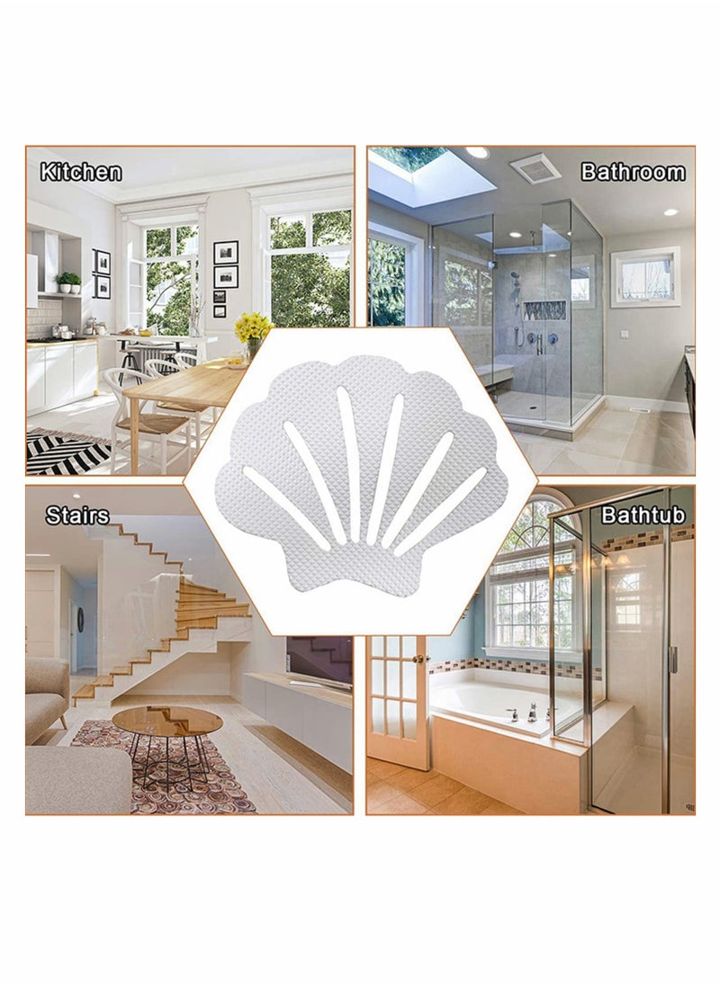 Excefore - Excefore Non-Slip Bath Stickers, Shell Style Self Adhesive Tub Shower Stickers Gravel Texture, Safety Bathroom Tubs Stickers  with Scraper for Bathroom, Pools, Boats, Stairs (18 Pack) - Image 1