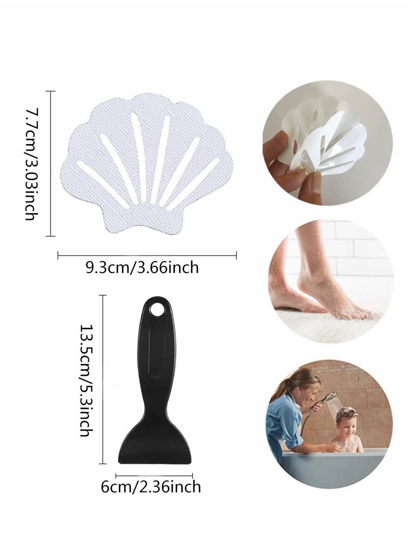Excefore - Excefore Non-Slip Bath Stickers, Shell Style Self Adhesive Tub Shower Stickers Gravel Texture, Safety Bathroom Tubs Stickers  with Scraper for Bathroom, Pools, Boats, Stairs (18 Pack) - Image 1