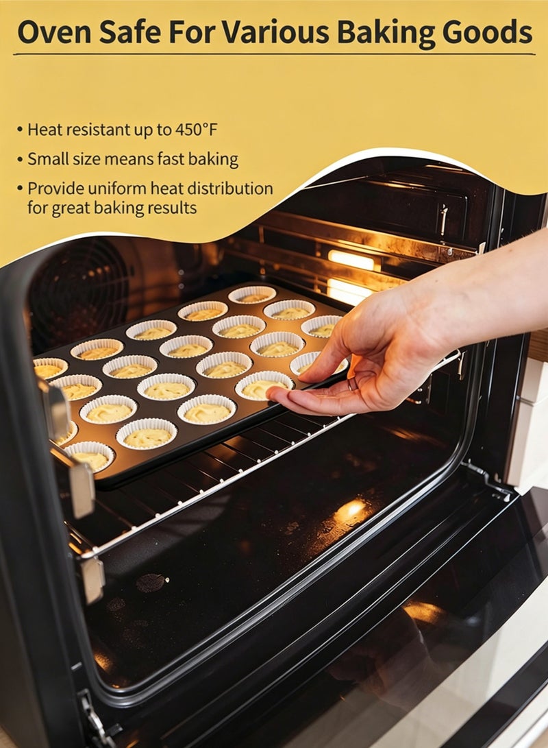Bukela Nonstick Muffin Pan, Mini Cupcake Pans Set, Muffin Tins for Baking, 24-Cup, Black - Image 4