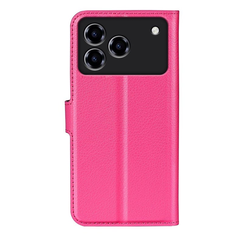 إيروريكس جراب هاتف جلدي أفقي قابل للطي مع حامل لهاتف ZTE Blade A76 4G من الليتشي (أحمر وردي) - Image 3