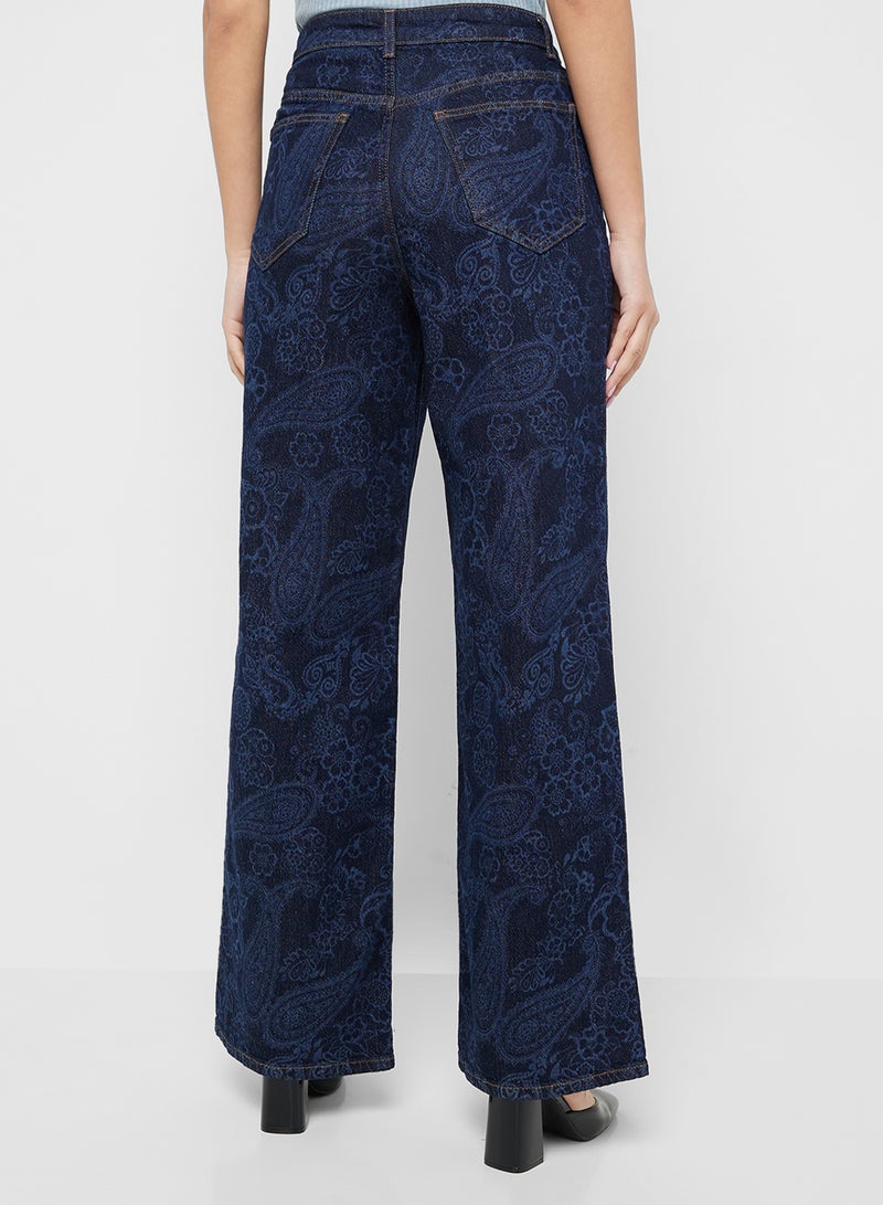 VERO MODA Wide Leg Floral Crochet Embossed 32" Jeans - Image 2