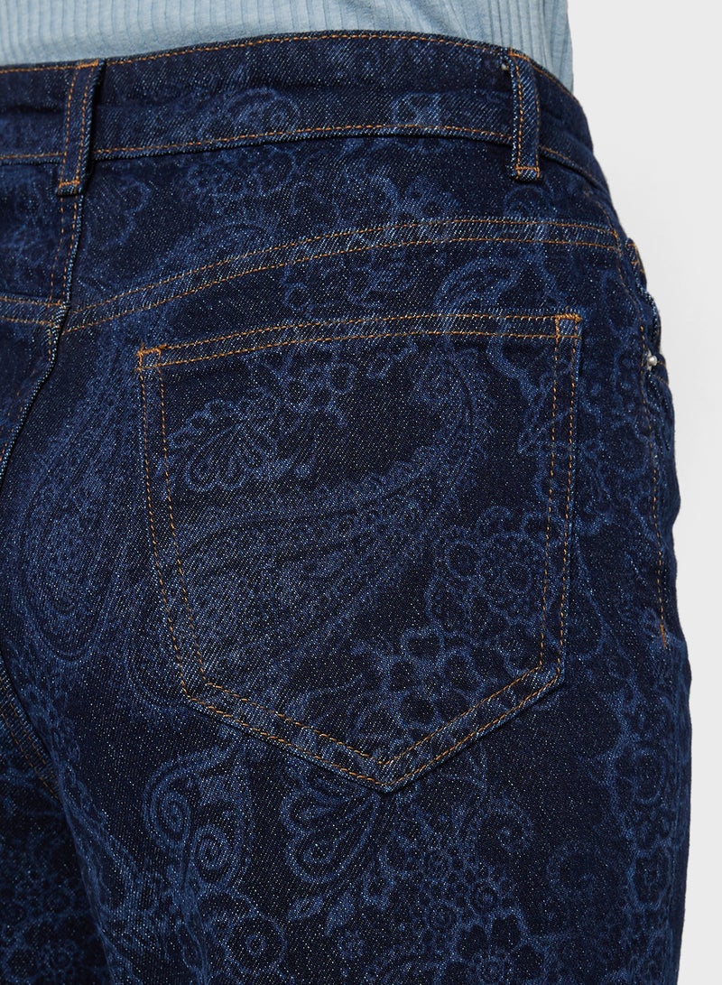 VERO MODA Wide Leg Floral Crochet Embossed 32" Jeans - Image 4