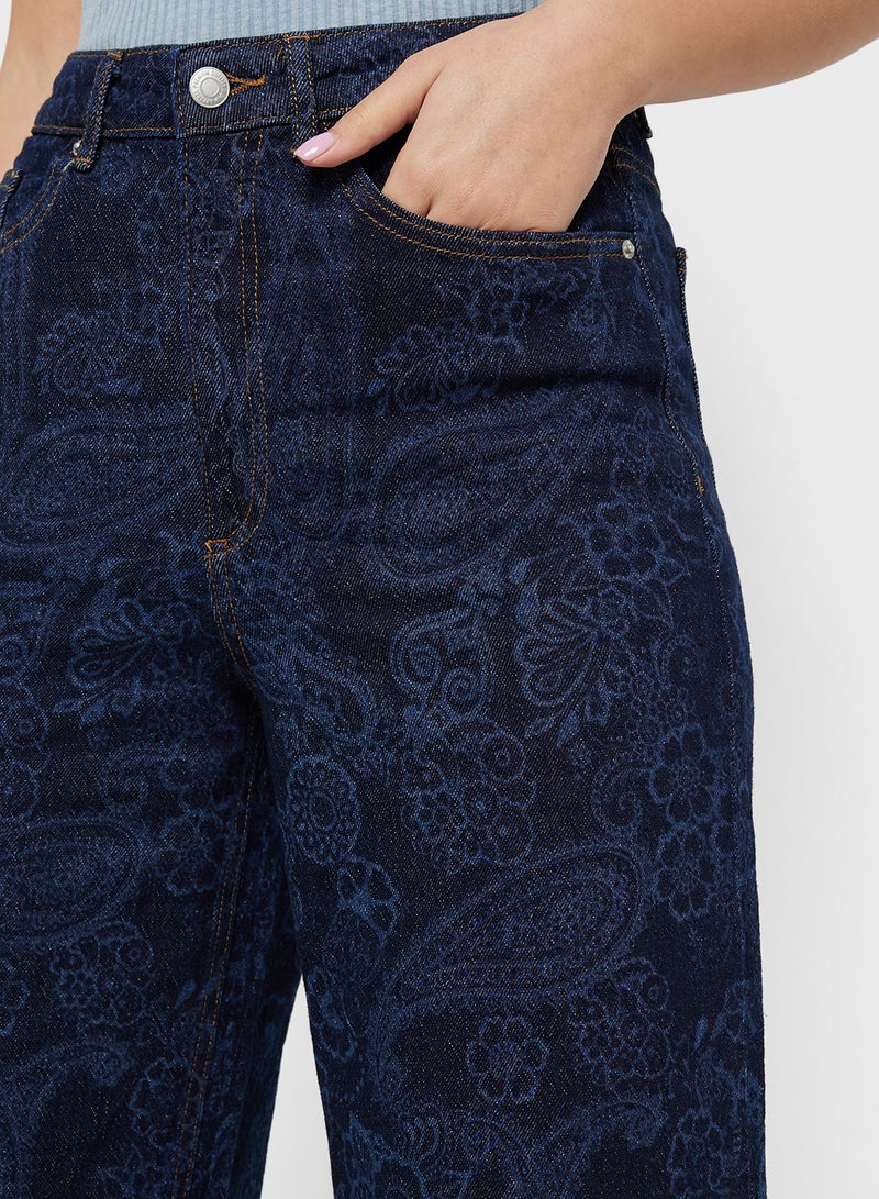 VERO MODA Wide Leg Floral Crochet Embossed 32" Jeans - Image 3