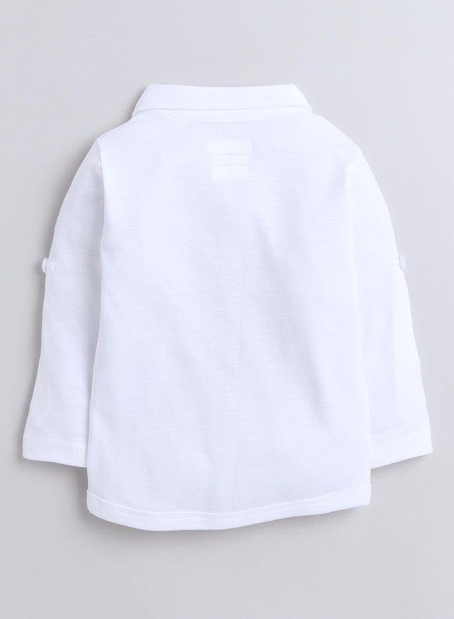 BUMZEE طقم قميص وسترة وشورت للأولاد من بامزي باللونين الأزرق السماوي والأبيض، بأكمام نصفية وربطة عنق مطرزة، مناسب للأعمار من 0 إلى 6 أشهر (Peb8055B-sbl.wht) - Image 3