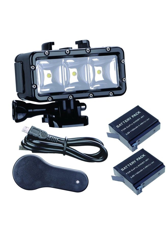 Suptig Waterproof Light High Power Dimmable Dual Battery LED Video Light Compatible with Gopro Hero 13/12/11/10/9/8/7/6/5/4/3/Session and Akaso etc. - Image 1