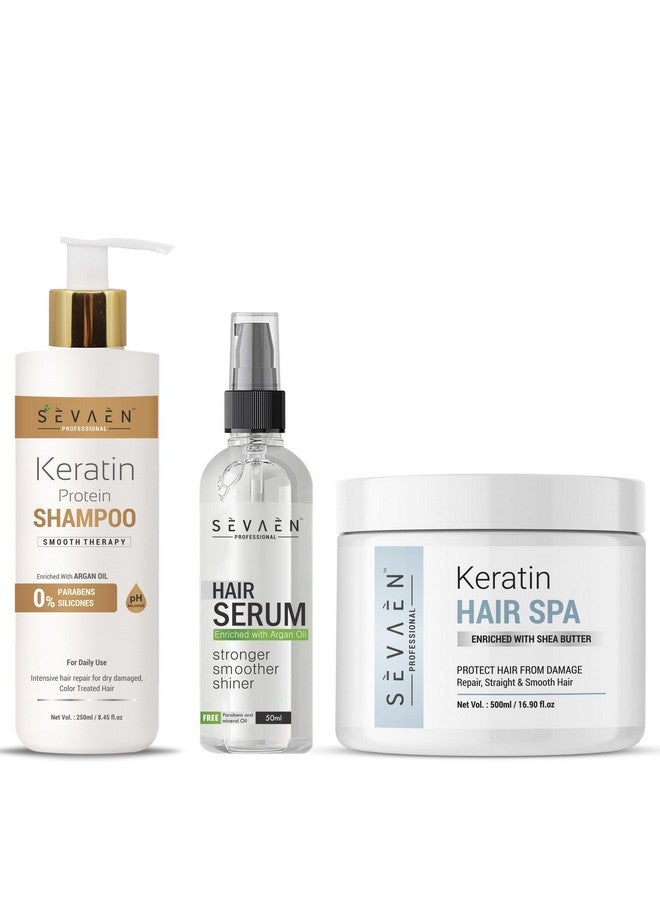 SEVAEN Ultimate Keratin Care: Shampoo, Spa, And Serum For Strong, Healthy Hair. (Set Of 3) - Image 1