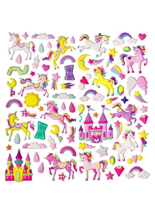 فنبلاست مجموعة ملصقات يونيكورن كاواي من فن بلاست - ورقتان، أكثر من 70 ملصقًا للأطفال، ملصقات إسفنجية ثلاثية الأبعاد للبنات، ملصقات جمالية، ملصقات حرفية، ملصقات ذاتية اللصق (عشوائي) - Image 1