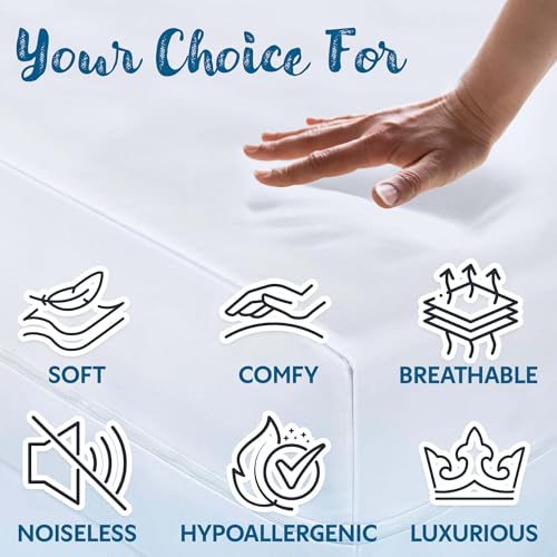 Guardmax Fitted Waterproof Mattress Protector - Hypoallergenic Cover, Noiseless and Breathable – Queen Size (60x80) - Skirt Stretches to 18 - Image 2