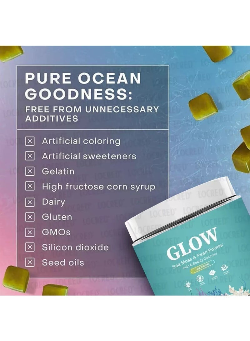 Glow Organic Sea Moss Gummies，Rich in Essential Vitamins and Minerals, It Promotes Digestion, Nourishes The Skin, and Improves Energy and Vitality 60 Gummies - Image 3