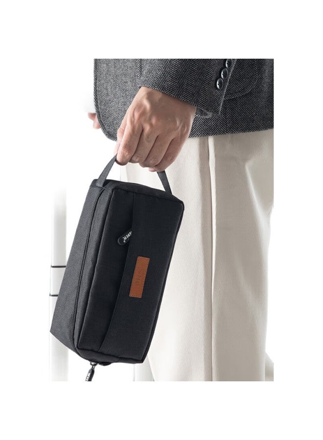 Sometimes Travel Toiletry Bag For Men, Business Trip, Shaving Razor, Portable, Large Capacity, High-End Storage Bag, Small Size, Black And Gold Color - Image 3