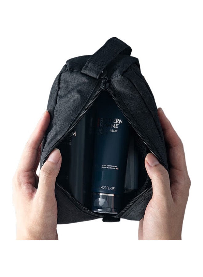 Sometimes Travel Toiletry Bag For Men, Business Trip, Shaving Razor, Portable, Large Capacity, High-End Storage Bag, Small Size, Black And Gold Color - Image 1