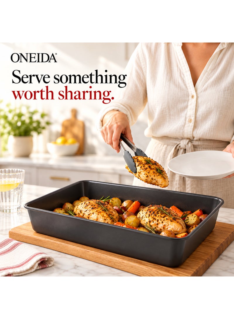 Onida Oneida Bliss 14 Inch Roasting Pan, Heavy-Duty Carbon Steel Bakeware, Whitford Non-Stick Silicone Coating, Oven Safe up to 400°F - Image 4