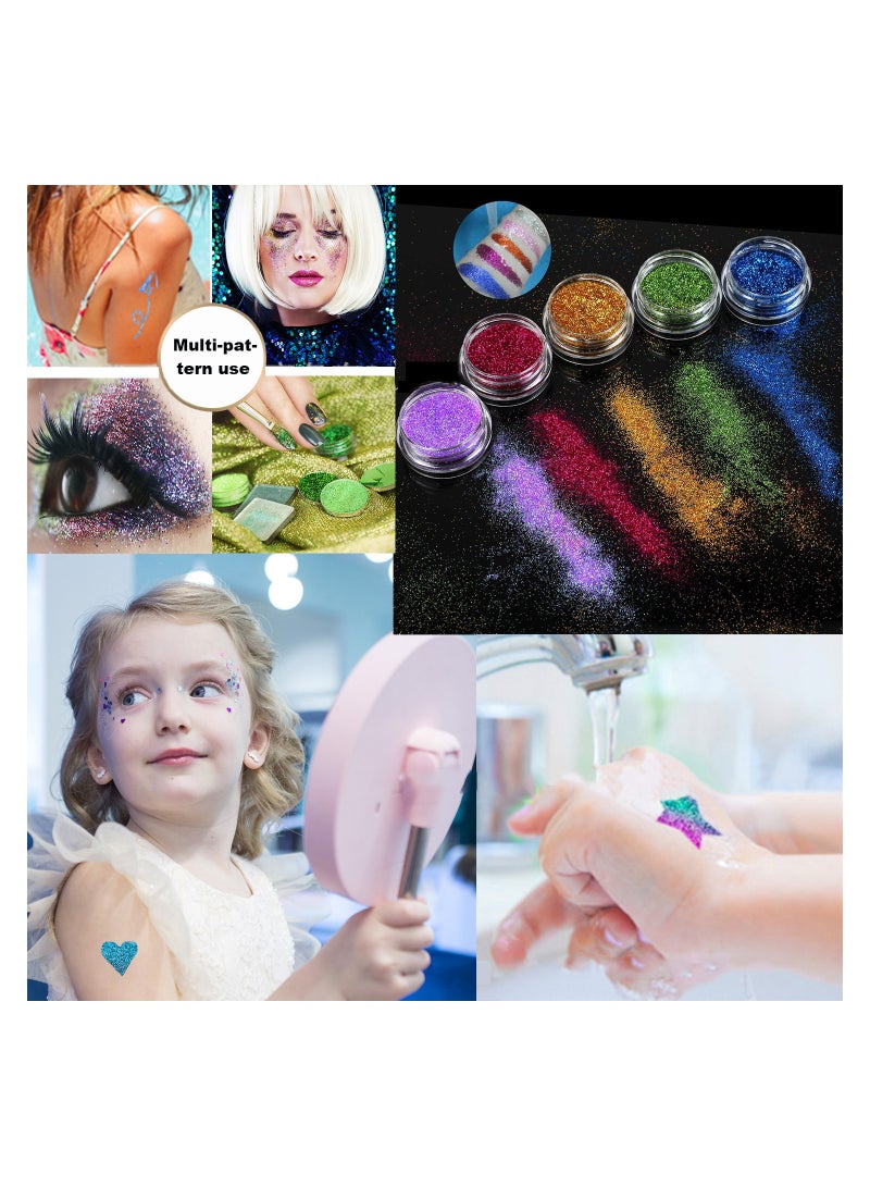Excefore Temporary Glitter Tattoo Kit for Kids with 30 Glitter Colors, 6 Fluorescent Colors, 119 Unique Stencils, 3 Body Glue, 5 Brushes, Arts Glitter Make Up Set for Birthdays Party Favor Supplies - Image 3