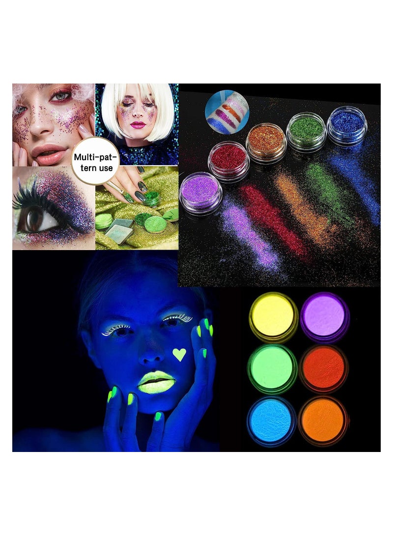 Excefore Temporary Glitter Tattoo Kit for Kids with 30 Glitter Colors, 6 Fluorescent Colors, 119 Unique Stencils, 3 Body Glue, 5 Brushes, Arts Glitter Make Up Set for Birthdays Party Favor Supplies - Image 2