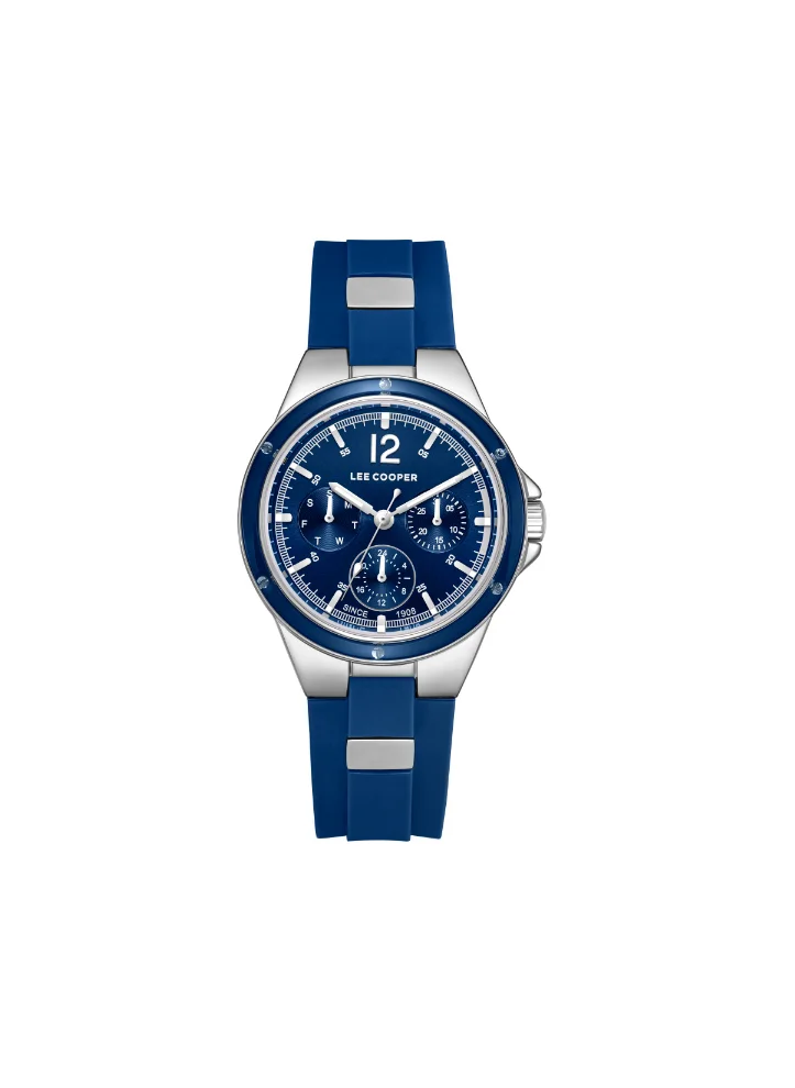 لي كوبر Lee Cooper LC08099.399 Women's Multi Function Display Watch & Silicone Strap Dark Blue