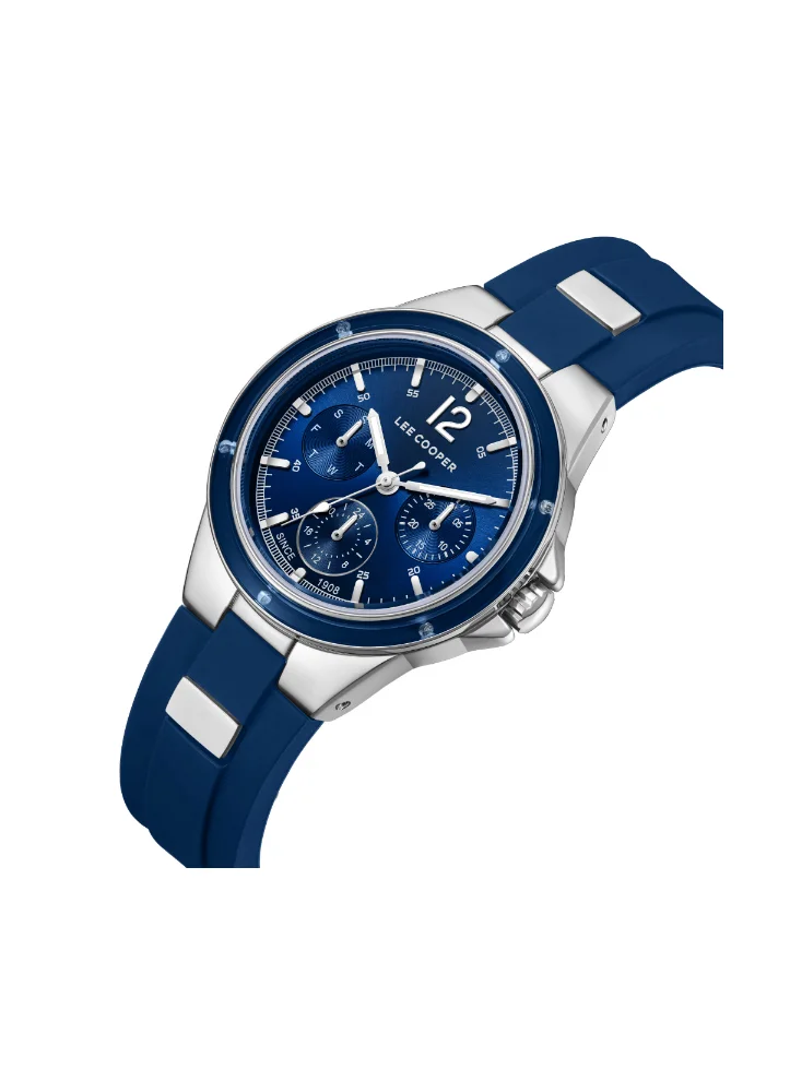لي كوبر Lee Cooper LC08099.399 Women's Multi Function Display Watch & Silicone Strap Dark Blue