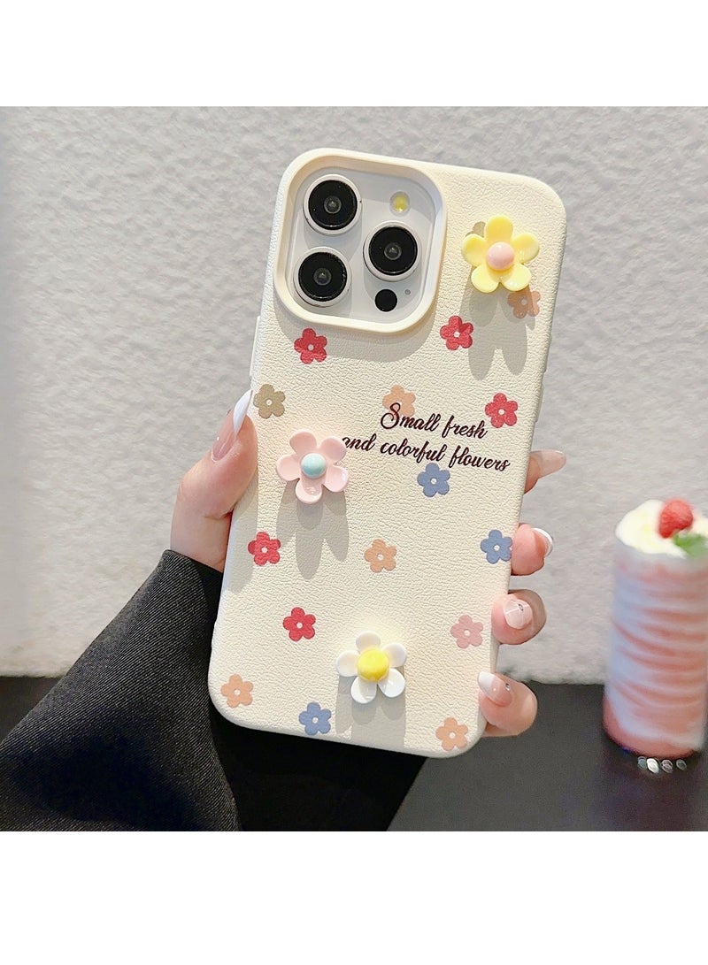 NIBEMINENT Three Dimensional Flowers Protective TPU Case Cover For iPhone 16 Plus