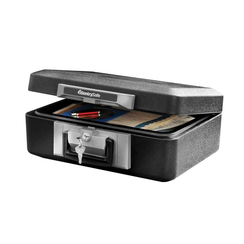 SentrySafe SentrySafe Fireproof Safe Box with Key Lock, Chest Safe with Carrying Handle to Secure Money, Jewelry, Documents, 0.25 Cubic Feet, 6.3 x 15.3 x 12.1 Inches, 1160 - Image 1