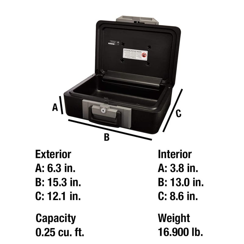 SentrySafe SentrySafe Fireproof Safe Box with Key Lock, Chest Safe with Carrying Handle to Secure Money, Jewelry, Documents, 0.25 Cubic Feet, 6.3 x 15.3 x 12.1 Inches, 1160 - Image 5