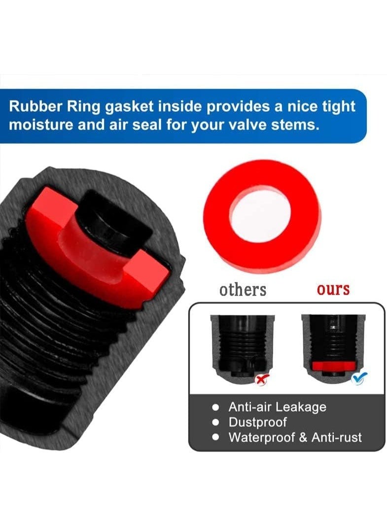 SANMUGEED Tire Valve Caps with O Rubber Ring, for Cars, SUVs, Bike and Bicycle, Trucks, Motorcycles - Image 2