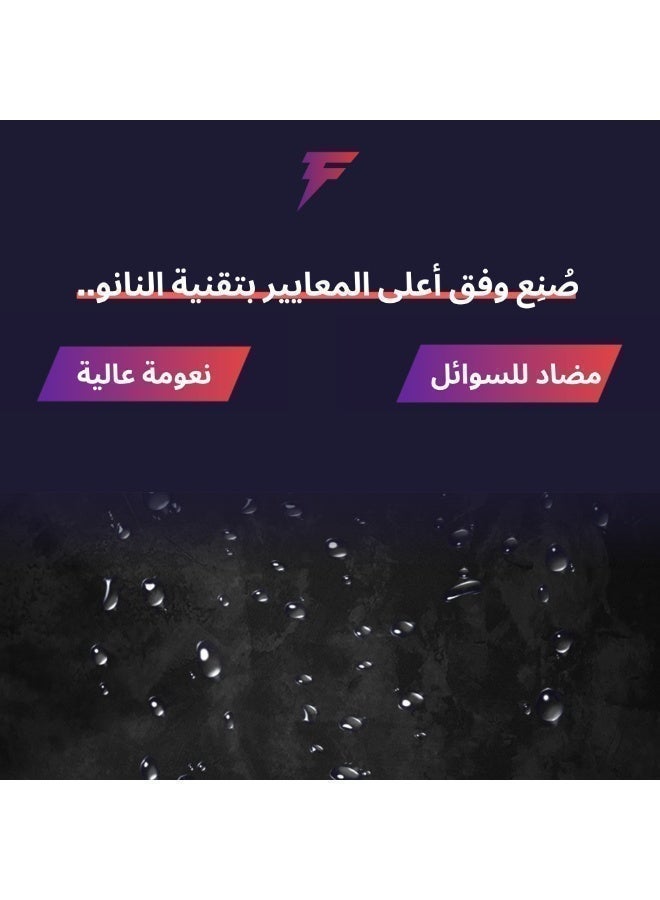 فورس اكس ماوس باد فورس اكس قيمنق أسود مقاوم للماء سماكة 4 مم حجم كبير ممتد قاعدة مانعة للانزلاق سطح دقيق تصميم متين للاستخدام المكتبي والألعاب المحترفة - Image 3