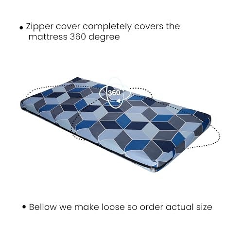 House Fox 6x6 Cotton Mattress Cover King Double Bed (72x72x6 inch) with Zipper| Non-Shrink Heavy Fabric | Strong Zip with Metal Lock | Interlocked Stitching | 360 Degree Fully Covered - Image 4