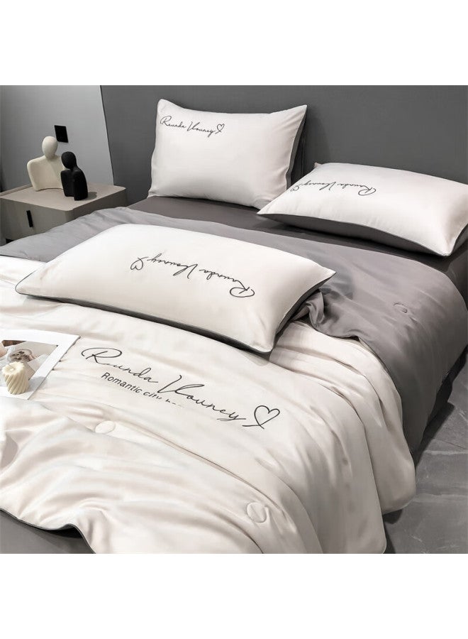 Muji Class A Antibacterial Ice Silk Summer Cooling Quilt Set, Four Pieces, Air Conditioning Quilt, Bed Sheet, Pillowcase, Summer Quilt, 200*230cm - Image 5