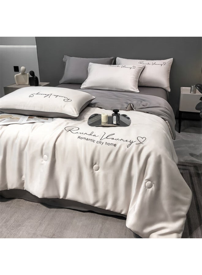 Muji Class A Antibacterial Ice Silk Summer Cooling Quilt Set, Four Pieces, Air Conditioning Quilt, Bed Sheet, Pillowcase, Summer Quilt, 200*230cm - Image 3